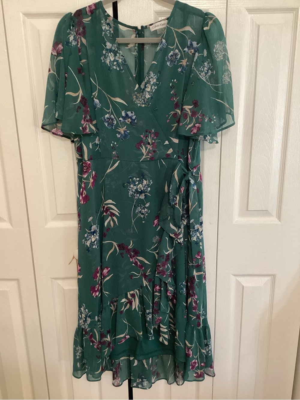 Calvin Klein Teal Floral Midi Dress